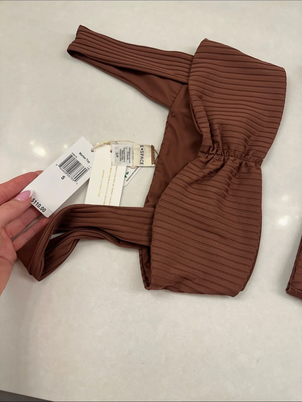 l*space Ribbed Bandeau Bikini Set in Cafe